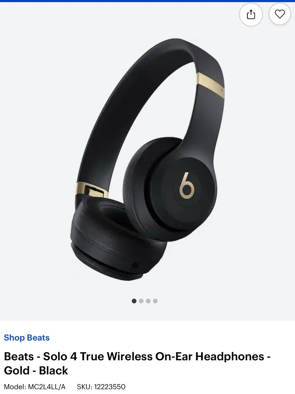 Beats by Dre Solo 4 True Wireless on ear Headphones - Black & Gold excellent